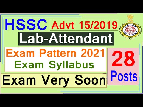 HSSC Advt 15/2019 Lab Attendent Exam Pattern,Exam Syllabus