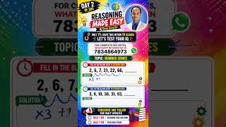 Part 2/365 Reasoning Tricks 🔥 Number Series @7AM | Best Questions #Shorts #Reasoning