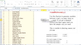 Stratified Random Sampling in  Excel