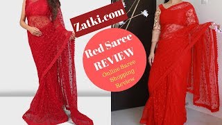 Beautiful Red Net Saree | Affordable Online Saree For Karwachauth/ Diwali/ Wedding/ Festivals