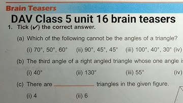 Math class 5 unit 16 brain teasers dav public school ।। DAV Class 5 unit 16 brain teasers।। Triangle