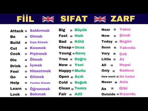 En Çok Kullanılan İngilizce Fiil - Sıfat - Zarf Kelimeleri📚 TEK VİDEO! En Önemli Kelimeler!