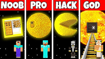 Minecraft Battle: NOOB vs PRO vs HACKER vs GOD! SUN PLANET BASE HOUSE BUILD CHALLENGE in Minecraft