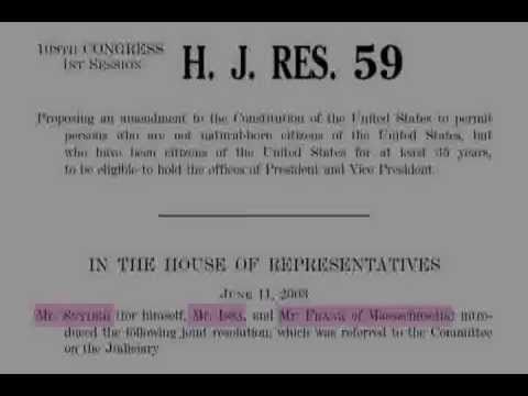 These elected officials obviously know what Natural Born Citizen MEANS. Are they working WITH Obama or is this so that THEY are NOT natural born and want to run for President and currently CAN'T? Please contact these government officials and find out their reasoning on their trying to change the requirements for President! Darrell Issa: issa.house.gov Barney Frank: writerep.house.gov (If it asks for your zip code, use this one to get Barney 02458-1275 John Conyers Jr.: conyers.house.gov Mary Landrieu: www.marylandrieu.com James Inhofe: inhofe.senate.gov Dana Rohrabacher: dana @rohrabacher.com Brad Sherman: shermanforms.house.gov Claire McCaskill: mccaskill.senate.gov *Vic Snyder didn't run for re-election in 2010 and is now GONE! *Senator Don Nickles left Congress in 2004 and is now GONE! *Christopher Shays lost his re election in 2008 and is now GONE!
