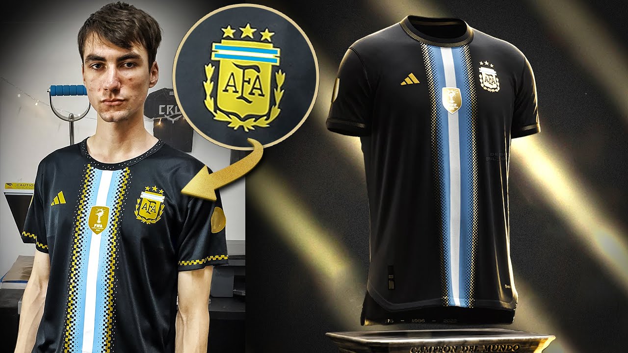 CAMISETA más FAMOSA de ARGENTINA Camiseta negra con 3 estrellas | Campeónes en 2022 - YouTube