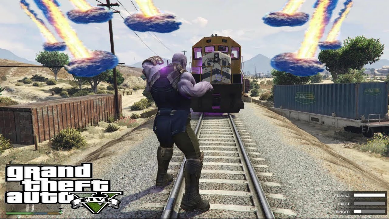 GTA 5 THANOS VS TRAIN | CAN THANOS STOP TRAIN?