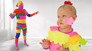 Alice and Dad Pretend Play Stickers Everywhere and other Funny Videos for Kids