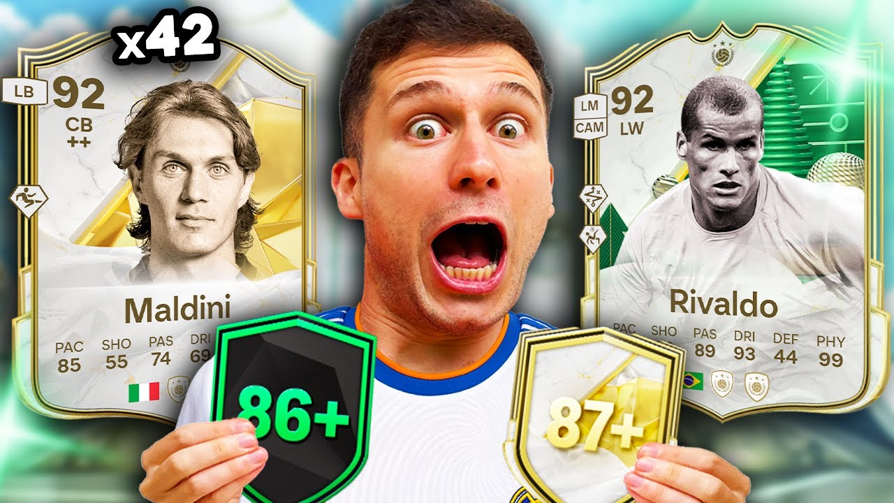 MEU DEUS 😱🤑 TIREI MALDINI E RIVALDO DO EVENTO NOS PACKS ICON E DA LOJA 🔥🔥 EA FC 25 ULTIMATE TEAM BR