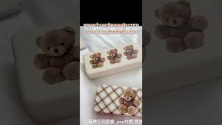 オリジナル高級メガネケース可愛いクマ熊メガネケース レディース メンズ インスタ映え便利チェック柄メガネ収納耐衝撃大きめ ハード眼鏡ケース