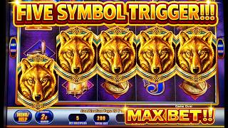 🐺FIVE SYMBOL TRIGGER = INCREDIBLE SESSION MASSIVE WIN on Lone Wolf Slot!  WMS Classic MAX BET Live screenshot 3