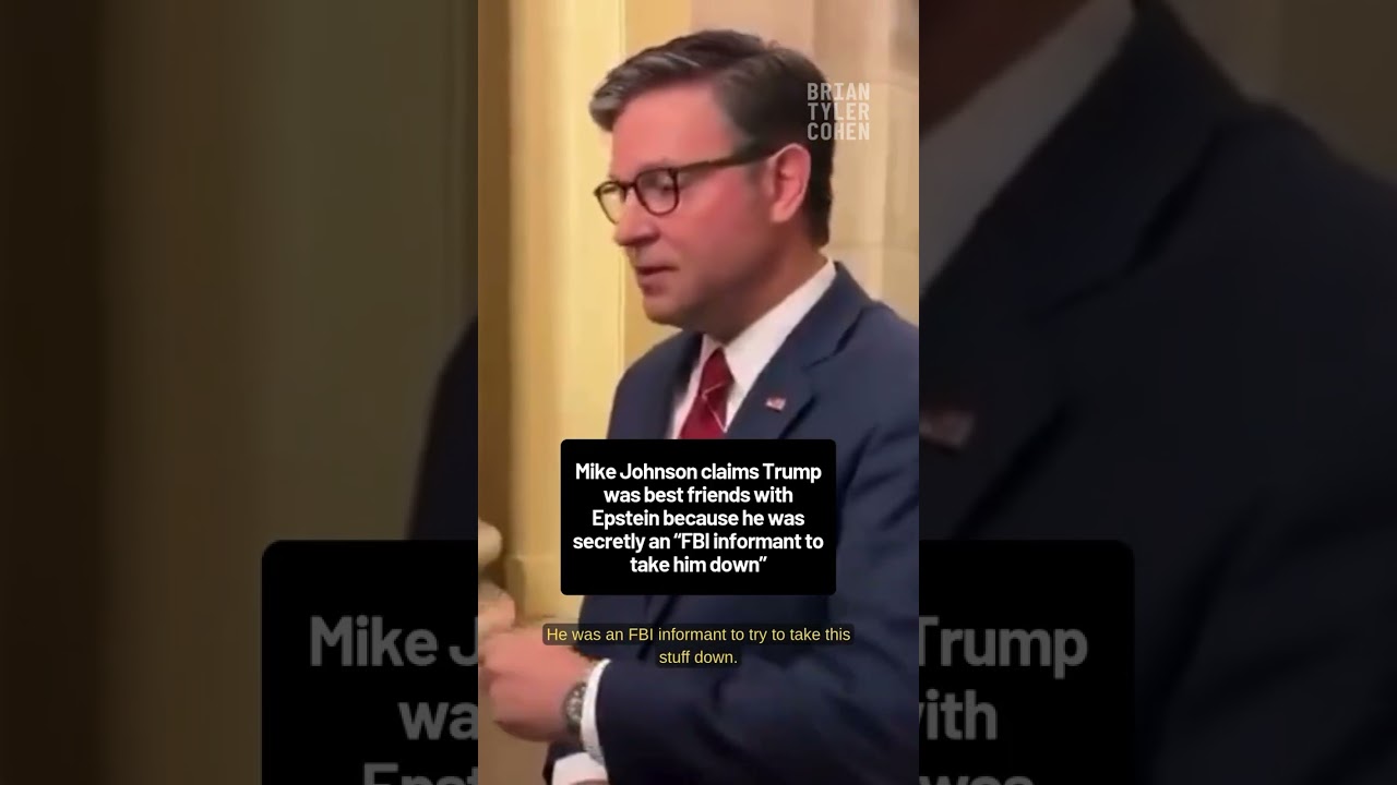 Mike Johnson claims Trump cozied up to Epstein because he was an “FBI informant”