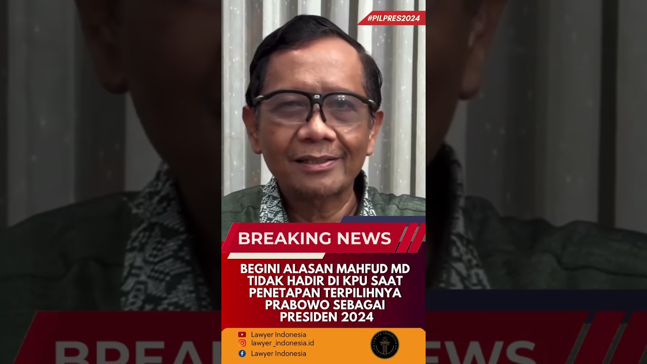 ALASAN MAHFUD MD TIDAK HADIR DI KPU SAAT PENETAPAN PRABOWO SEBAGAI PRESIDEN 2024 #mahfudmd #shorts