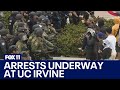 Uc irvine protests cops tear down propalestine encampment mass arrests made