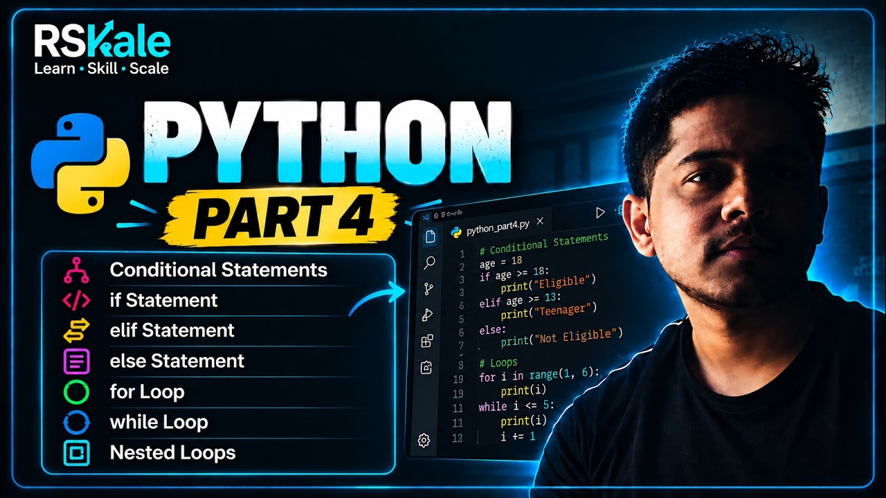 Python Tutorial (Part 4) | If, Elif, Else, For Loop, While Loop ...