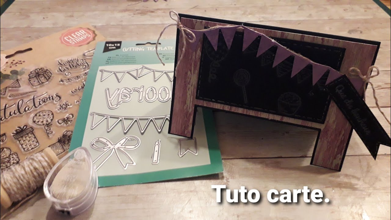 Tuto carte/Tampons,Encre Blanche et DIES Action/Facile.