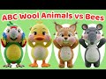 ABC Wool Animals &amp; Beehive Fun 🐝🧶 Animals Poke Hives &amp; Run into Water 😂 | Alphabet A–Z
