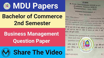 MDU DDE BCom 2nd Semester | Business Management Previous Year Question Paper |