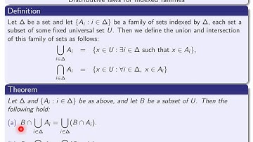 Section 2.3, part 2 Distributive laws for indexed families of sets