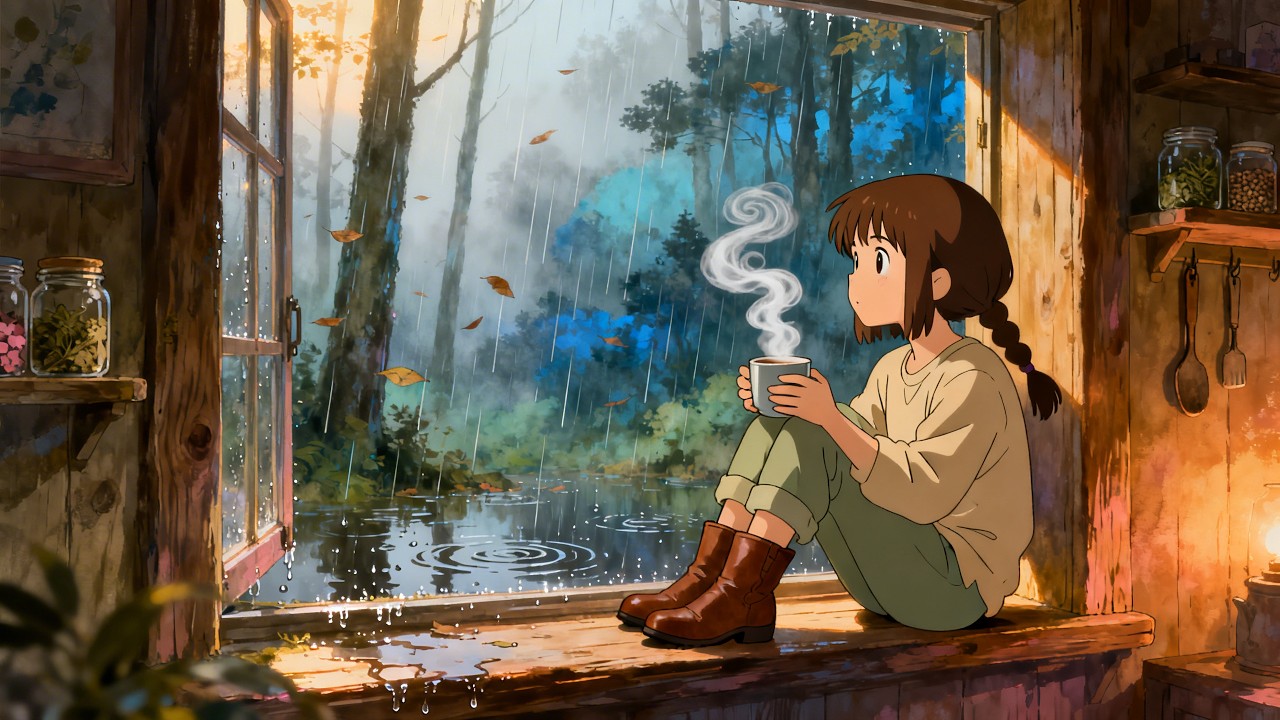 A Rainy Day in Our Jungle Home 🏡: Cozy Moments Together | Ghibli-Style Video