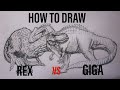 HOW TO DRAW GIGANOTOSAURUS VS TYRANNOSAURUS REX (Jurassic world dominion trailer)