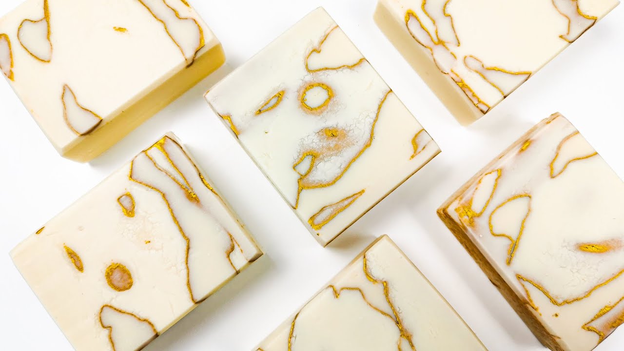 GOLD MARBLE SOAP Textured Marble Cold Process Soap Making Technique