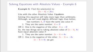 Solving Absolute Value Equations Example 6