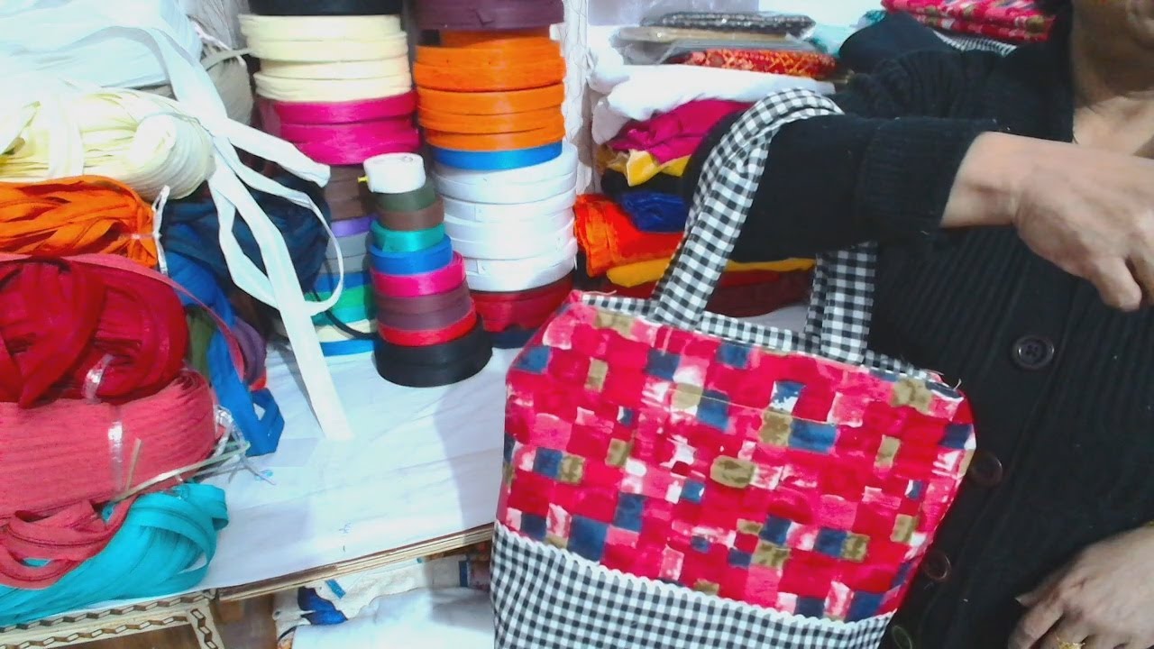 बैग बॉटम की नाप कैसे निकालें MAKE A STYLISH @ COLOUR SHOPPING BAG EASY AND TRENDY DIY