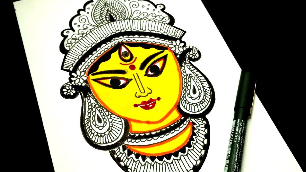 Easy Durga maa drawing || Happy Durga Puja - YouTube