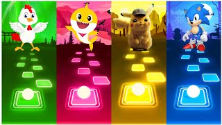 Chicken Song - Baby Shark - Pikachu - Sonic Tiles Hop Edm Rush