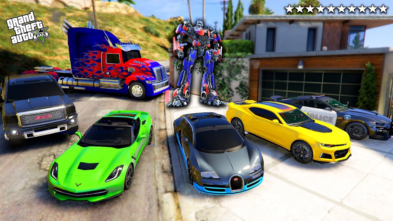 GTA 5 Stealing TRANSFORMERS Movie Cars with Franklin! (Real Life Cars