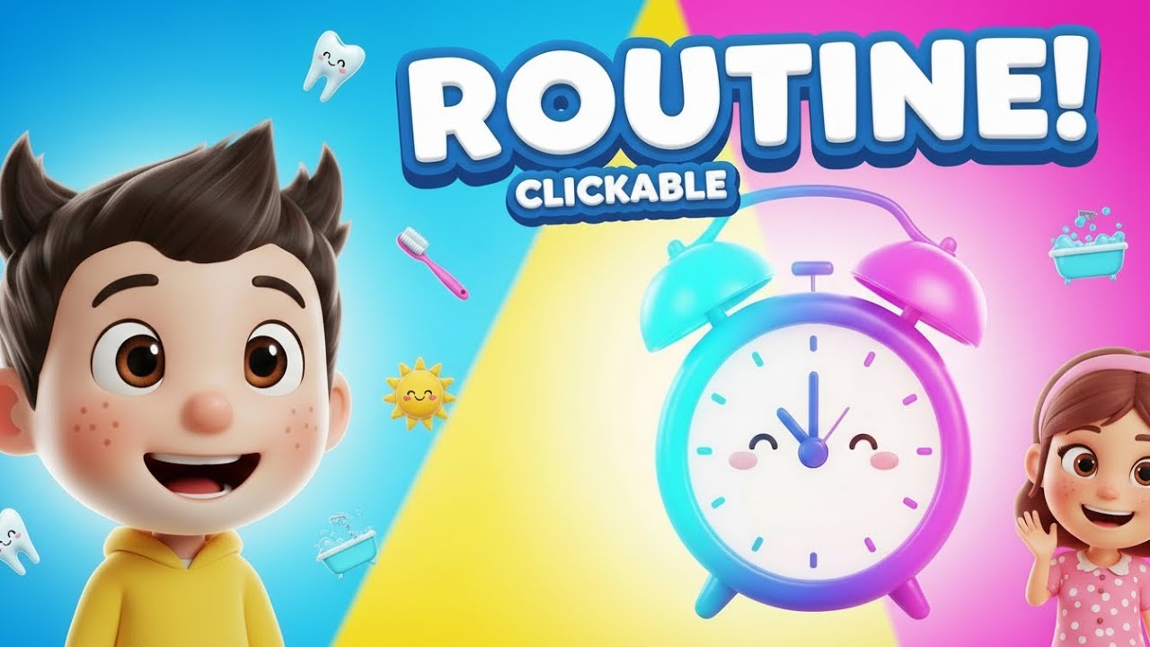 Kid Routine Animation Daily Routine Song for Kids | Morning to Night | 3D Cartoon Animation ...