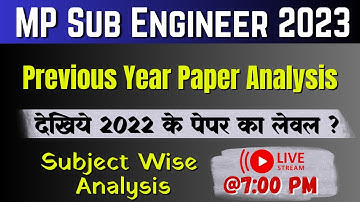 Mp Sub Engineer 2023 | MP Sub Engineer PYQ Analysis || Last year paper subject wise analysis