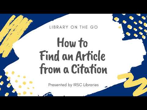How to Find an Article from a Citation