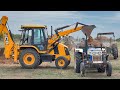 Jcb 3dx backhoe loader pond mud loading in tractor for farming land  jcb and tractor