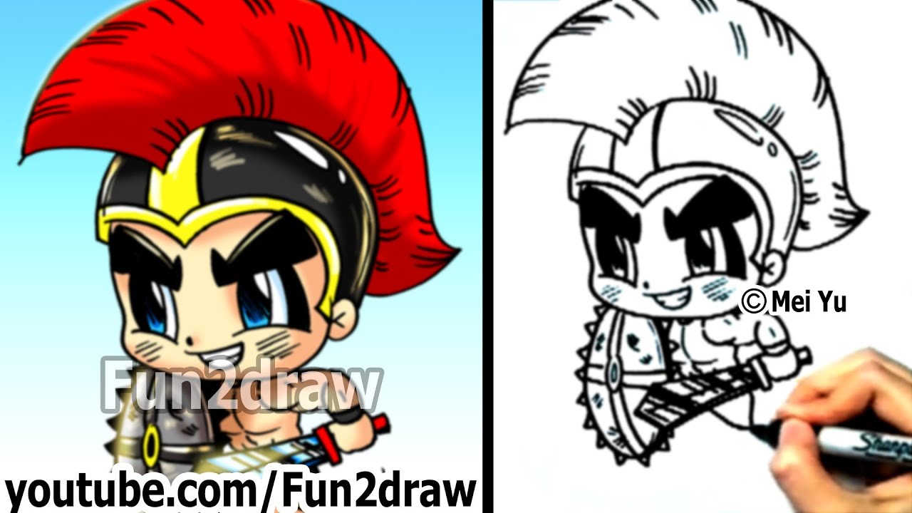 ⁣How to Draw Cartoon People - Gladiator Warrior - Fun Things to Draw - Fun2draw