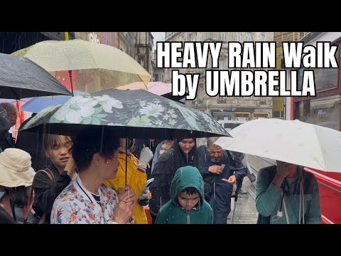 Heavy Rainy Walk in Istanbul Night walk by UMBRELLA no Talk 4k