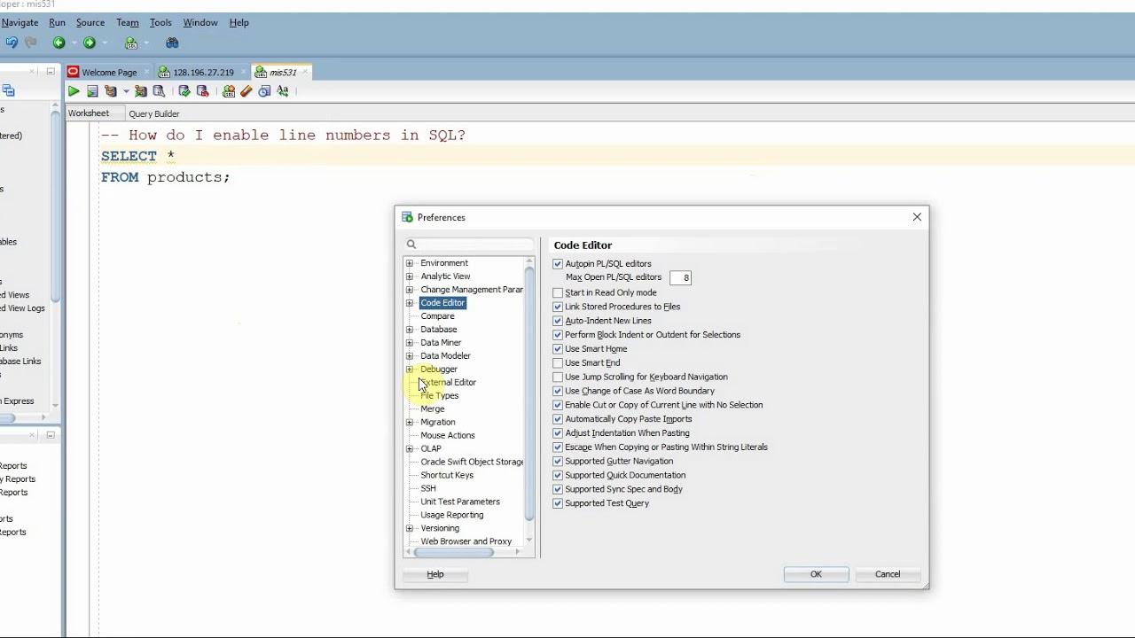 how-to-enable-line-numbers-in-sql-developer-youtube