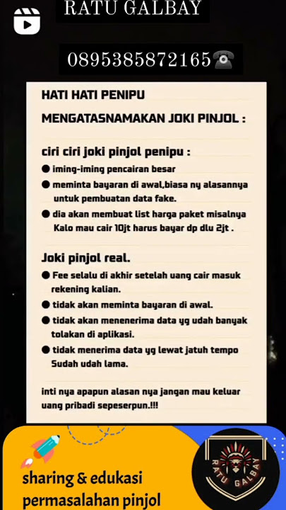 CIRI CIRI JOKI PENIPU | silahkan konsultasi dengan admin masalah pinjol nya agar dapat solusi guys 😊