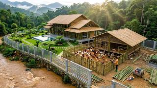 The Girl Builds A Large-Scale Bamboo Chicken Coop To Raise 1000 Fighting Chickens, Harvest Mangoes