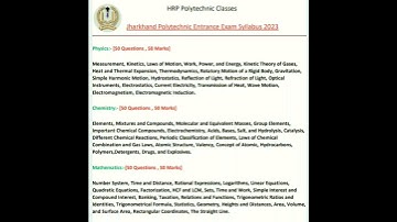 Jharkhand Polytechnic Entrance Exam Syllabus 2023 #syllabus