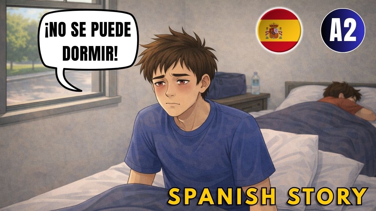 Learn Spanish A2 with Stories. A Strange Night in a Hostel (Listening Practice A1-A2 Travel Spanish)