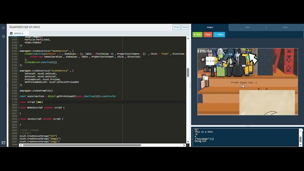 QuantaScript Demo / game engine in a sandbox