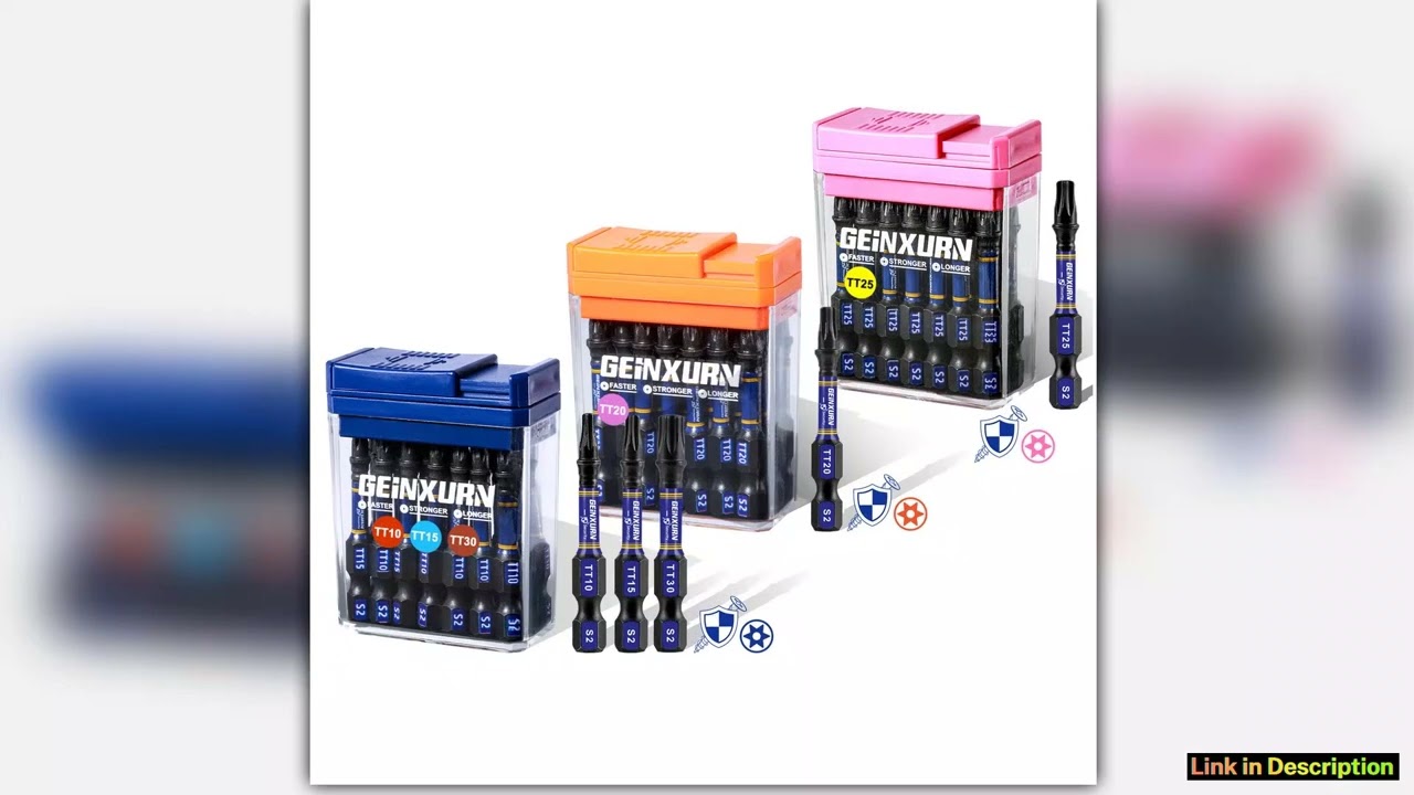 Geinxurn 45Pcs Security Torx Impact Bit Set Magnetic TT10TT15TT20TT25TT30 2 S2 Steel wColor Storage