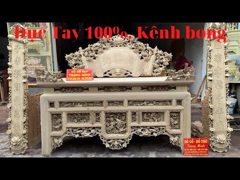 Video Bàn thờ ô xa - Cuốn thư long hóa mai - câu đối gỗ Dổi... - youtube