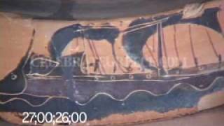 0760 Black figure pottery depicting ancient warship (pentecoster?)