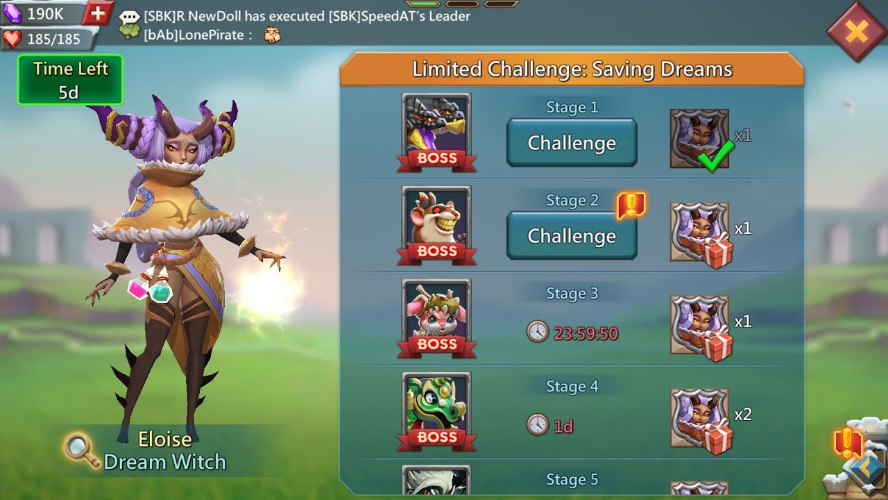 Lords mobile limited challenge saving dreams stage 2 | Dream witch stage 2 | Eloise stage 2