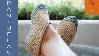 Pantuflas-Zapatillas muy fáciles tejidas en dos agujas-Soy Woolly