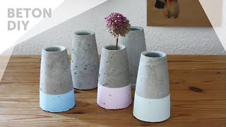 Kegelförmige Betonvase dipped, im Kupfer oder Kreide Look [UPCYCLING DIY]