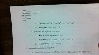 PC 10 4 Hyperbolas Worksheet 1
