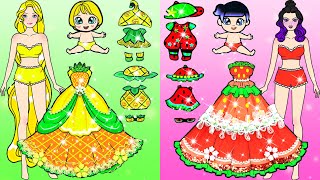 Yellow And Red Fruits Mother And Daughter Dresses | Nursery Paper DIY | Woa Doll American Kids